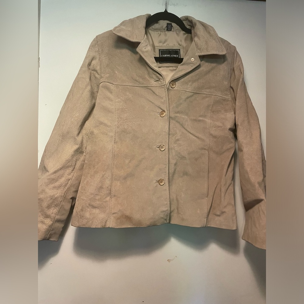 Fairweather Leather Beige Coat Size Medium